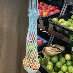 Make your grocery shopping a little more interesting and sustainable with my foldable crochet market bag. It’s lightweight but strong enough to hold your fruits and veggies.