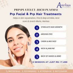 A clear look at our special offer for PRP Facial and Hair Treatments. This graphic outlines the key benefits, from stimulating hair growth to rejuvenating skin on the face, neck, and hands, all in one affordable package.