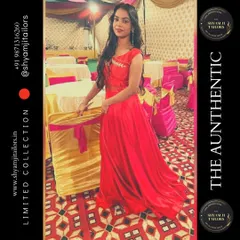 This vibrant red party gown was custom-made for a client. We can create modern, elegant gowns for any occasion, ensuring a fit that flatters your body type perfectly.