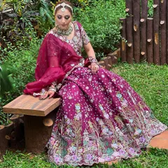 A closer look at the intricate details of the rental jewellery, adding a touch of royalty to the bride's look.