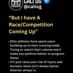 Trying to match an elite athlete's training volume when you're preparing for a race won't make you faster. It will just increase your risk of injury. Smarter is always better.
