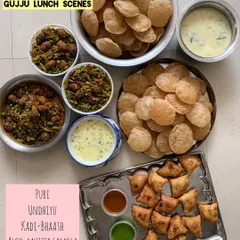 Another view of the traditional Gujarati winter meal, a true feast for the senses.