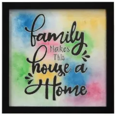 'Family Makes This House a Home'. A small watercolor piece with a colorful, blended background. This was a custom order, and it's a perfect example of a heartfelt, personalized gift.