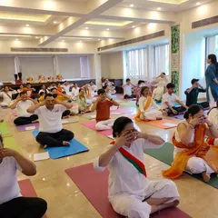 Our community practicing Bhramari Pranayama together during our Independence Day celebration. These special events blend national pride with inner peace.