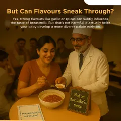 Can flavours sneak through to your breastmilk? Yes, strong flavours like garlic or spices can subtly influence the taste, but this is not harmful. In fact, it can help your baby develop a more diverse palate early on.