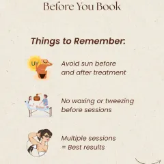 To ensure your treatment is safe and effective, there are a few key things to remember before you book. This guide outlines important pre-treatment steps, such as avoiding sun exposure and refraining from waxing or tweezing, to prepare your skin for the best possible outcome.