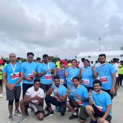 With the team after the 10K run. There's a great sense of accomplishment when a group trains together and achieves a goal.