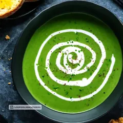 Our vibrant Cream of Spinach soup is both healthy and delicious. It is finished with a swirl of fresh cream for a rich texture and elegant presentation.