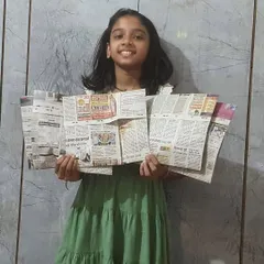 Meet one of our 'Reuse Rangers' in action. After learning to make newspaper bags in our online workshop, Mishika is ready to distribute them to local shopkeepers, providing a real alternative to plastic bags.