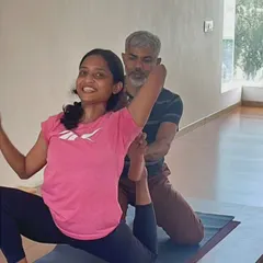 A moment from our backbending workshop at Yoga Sangha HSR. Gentle, precise adjustments can make a world of difference in a student's experience of a pose, helping them open up with confidence.