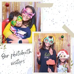 Siblings and friends posing with silly glasses and hats. The photobooth brings out everyone's playful side.