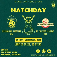 We also organize competitive cricket matches, like this 50-over, U-14 practice game against RX Cricket Academy at GSS Sports Arena, Sarjapura.