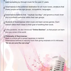 A brief introduction to Swarmaanas. We are a preferred destination for music lovers of all ages and skill levels, and we have now expanded with online batches to reach students globally.