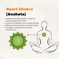The Heart Chakra, or Anahata, is central to connection and forgiveness. If you feel emotionally distant or lonely, we focus on opening this chakra to cultivate love for yourself and others.
