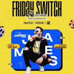 A poster for 'Friday Switch Cinema', an audio-video experience at FLO, Church Street. This highlights my ability to perform immersive AV sets that engage more than just your ears.