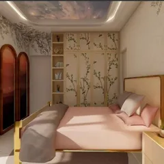 A look at the 3D render for the Sakura kids' room, showing how my initial vision of hand-painted murals and a sky ceiling was planned before being brought to life.