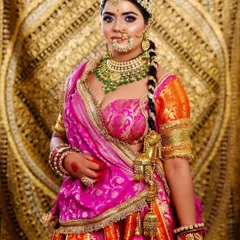 A closer look at the intricate details of the royal bridal makeup, showcasing the precise blending and contouring techniques our students master.
