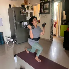 This client, a cancer survivor, is a true inspiration. Here she is performing a dumbbell lunge, rebuilding her strength and vitality with incredible determination. I am honored to be her coach.