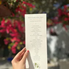 The detailed menu for the 'Oottupura Sadya Meal', listing the 21 different dishes that make up this incredible feast.