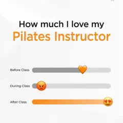 The Pilates heart meter! This fun graphic perfectly captures the love-hate-love relationship clients have with their instructors during a tough but rewarding class.