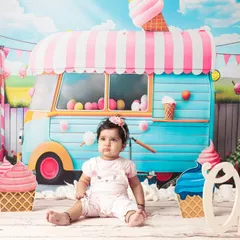 A series of shots from an adorable ice cream themed session, perfect for celebrating a first birthday with lots of color and sweetness.