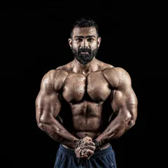 The "most muscular" pose, a staple in bodybuilding that showcases overall mass and conditioning. Every detail you see is a result of countless hours of focused work in the gym and kitchen.