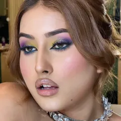 Celestial eyes. This look is a creative blend of yellow, purple, and blue eyeshadows for a colorful and artistic cocktail look.