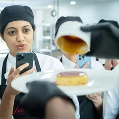That magical moment when the caramel sauce is poured over a perfectly set crème caramel. Our students learn how to achieve the ideal texture and flavor for this classic dessert.