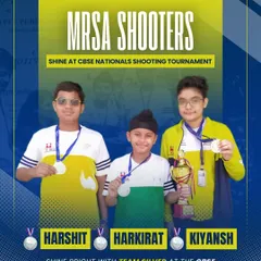 Our young sharpshooters, Harshit, Harkirat, and Kiyansh, shine bright with a Team Silver at the CBSE Nationals Shooting Tournament. Their focus and teamwork are an inspiration to all our junior athletes.