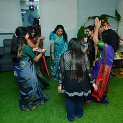 Our members dancing together around the Ganesha idol during our festive celebration. It's a beautiful blend of culture and community.