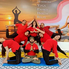 A moment of harmony and balance with my students. Group Acro Yoga formations like this one are a testament to our collective focus, strength, and teamwork.