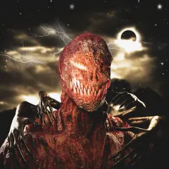 Another view of the 'Ancient' creature, this time with a solar eclipse and lightning in the background. This version enhances the cosmic and apocalyptic feel of the character.