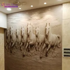 This powerful 5D Seven Horses wall mural is inspired by Vastu principles to bring strength and prosperity. The deep embossing gives the horses a realistic, sculptural quality that makes them appear to be galloping right out of the wall.