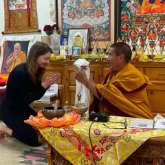 Receiving a blessing from my Buddhist teacher, Geshe Tsering. His teachings on compassion and wisdom are a guiding light on my path.