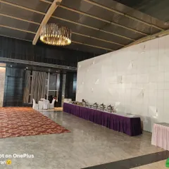 This is a full buffet line we set up for a large party in a modern banquet hall. We can handle catering for upscale events, ensuring the food station is arranged neatly and professionally to match the elegant venue.
