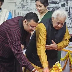 Another moment from the lamp lighting ceremony at the Sangeet Milon competition.