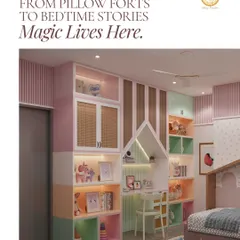 From pillow forts to bedtime stories, magic lives here. This room is designed for adventure, with a house-shaped study nook, colorful storage cubbies, and plenty of space for play.