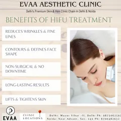 A summary of the primary benefits of our HIFU treatments. Key advantages include wrinkle reduction, facial contouring, non-surgical application with no downtime, and long-lasting results.