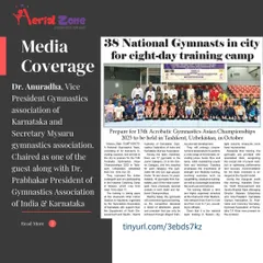 As the Vice President of the Karnataka Gymnastics Association, I am deeply involved in promoting the sport. Here is a newspaper feature from a national training camp I helped inaugurate.