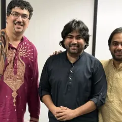 With my brother and our tabla accompanist after a successful concert in Chicago. Teamwork is everything in a live performance.