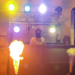 To make your event unforgettable, I offer special AV effects like these flame machines. They add a serious wow factor and are perfect for grand entrances or high-energy moments on the dance floor. It's all part of the complete audio-visual package I provide.
