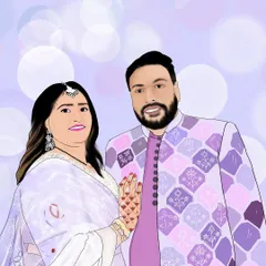 This digital portrait captures the couple in their beautiful traditional Indian attire. I pay close attention to the details of the outfits, henna, and jewelry to create an illustration that truly reflects the elegance of the occasion.