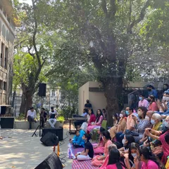 A throwback to our very first fundraiser for the 'TSS on Wheels' bus. This outdoor community performance was filled with joy, music, and the generous support of our patrons.