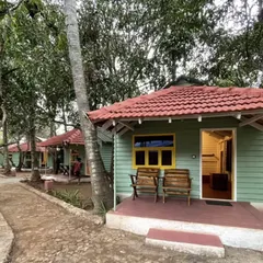 The colorful and cozy individual cottages at a delightful hostel in Chikmagalur. This stay offers a friendly and relaxed atmosphere, perfect for solo travelers or groups looking to explore the region's natural beauty.