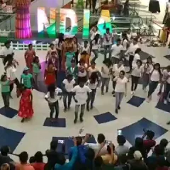 An aerial view of the Independence Day flash mob I choreographed for the NGO 'Being Social'. We took over the mall with volunteers and children from an orphanage for a patriotic performance.