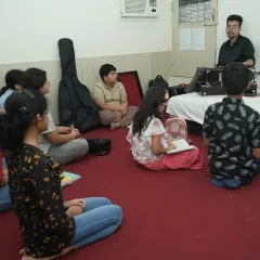 This is where the magic begins. A glimpse into one of our vocal music classes in Gurgaon, where students are deeply engaged in learning the fundamentals of music theory and practice in a supportive group setting.
