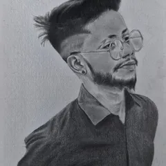 This commissioned portrait features a modern hairstyle and glasses, showing my ability to capture contemporary styles with sharp detail.