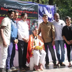 A proud moment as one of my senior students is felicitated at our annual gymnastics competition and belt examination event.