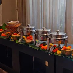 A closer look at the buffet line, with chafing dishes keeping the food warm and fresh. I ensure a professional and seamless catering experience for all your events.