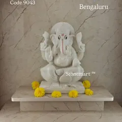 We are grateful to our client in Bengaluru for sharing this image of our 16-inch white marble Ganesha idol in their beautiful home temple. This piece, with its detailed hand carving, is designed to be a divine centerpiece for pooja and daily worship.